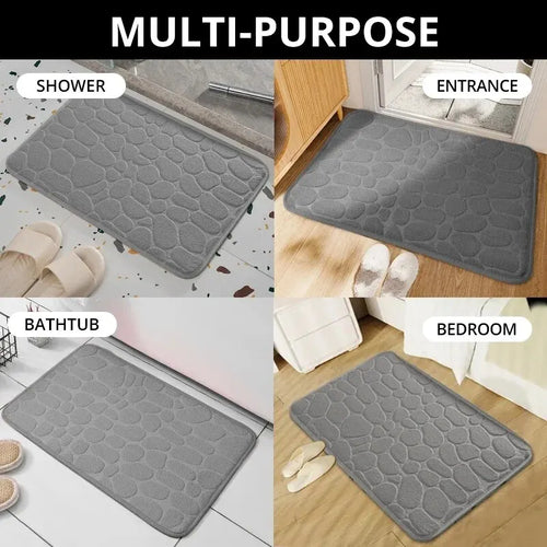 Tapis de bain effet galets antidérapant - Mémoire de forme