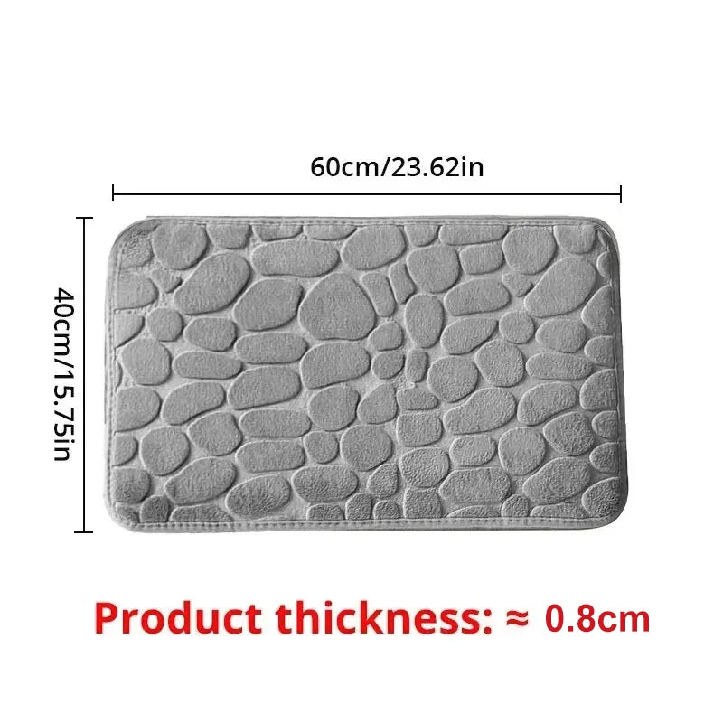 Tapis de bain effet galets antidérapant - Mémoire de forme