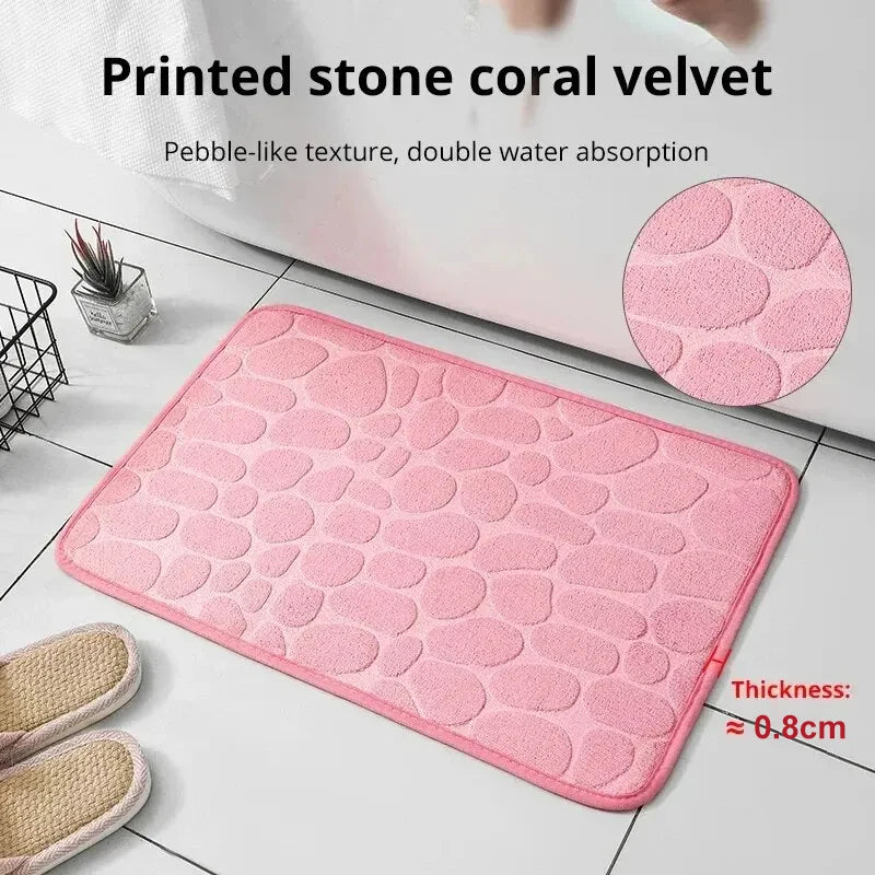 Tapis de bain effet galets antidérapant - Mémoire de forme