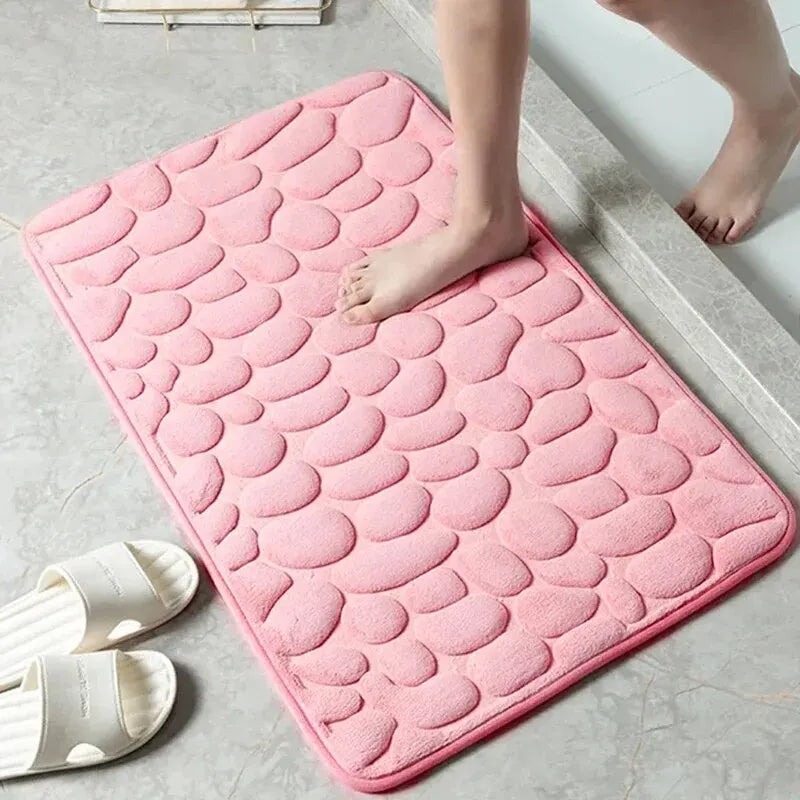 Tapis de bain effet galets antidérapant - Mémoire de forme