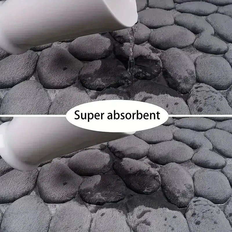Tapis de bain effet galets antidérapant - Mémoire de forme