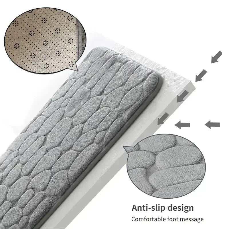 Tapis de bain effet galets antidérapant - Mémoire de forme